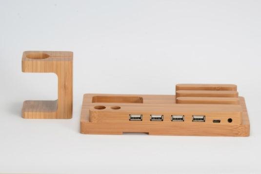 Bamboo and Wood Multi-Function Charging Stand | GREENCHOICE