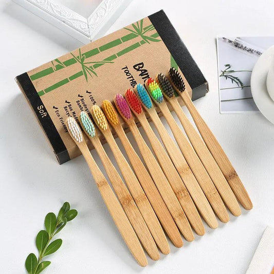 Natural Bamboo Toothbrush Set of 10 | GREENCHOICE