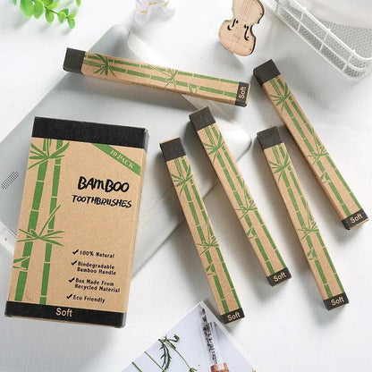 Natural Bamboo Toothbrush Set of 10 | GREENCHOICE